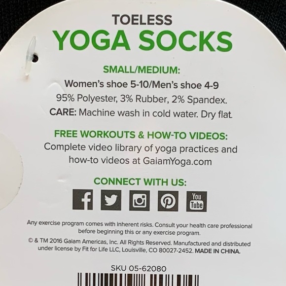 GAIAM Toeless Yoga Socks (2 pack) - Picture 3 of 3